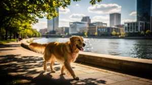 Dog walking near dog-friendly hotels in San Antonio TX