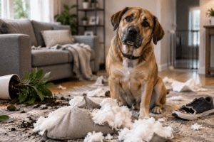 Signs your dog needs behavior training for destruction