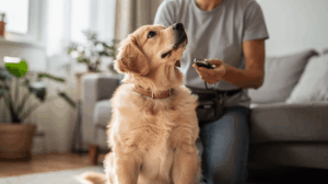 How long should puppy training sessions be, puppy looking up